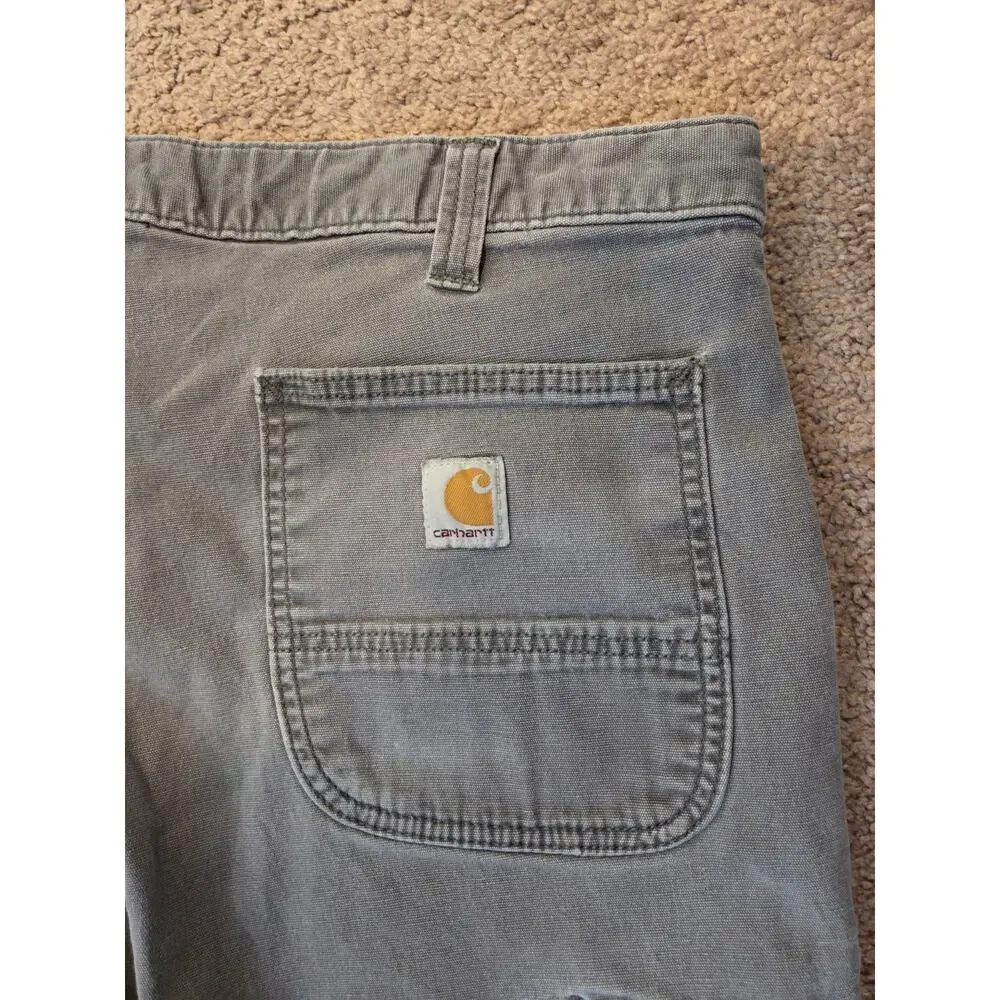 Carhartt Gray Relaxed Fit Canvas 5 Pocket Work Pants, Men’s Size 42x27